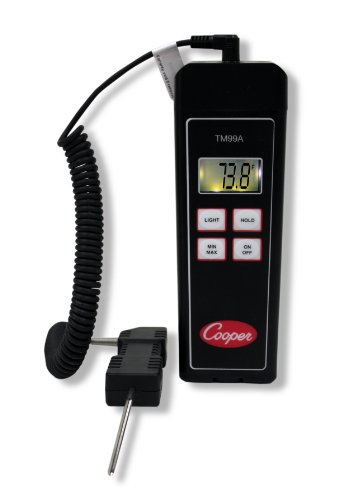 Cooper-Atkins TM99A Thermistor Temperature Instrument with 1075 General Purpose Probe and Pouch, -40°F to 302°F Temperature Range