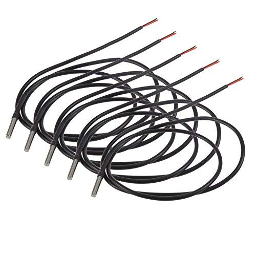 Aideepen 5pcs DS18B20 Waterproof Temperature Sensor Digital Thermal Stainless Steel Tube Probe 1 Meter