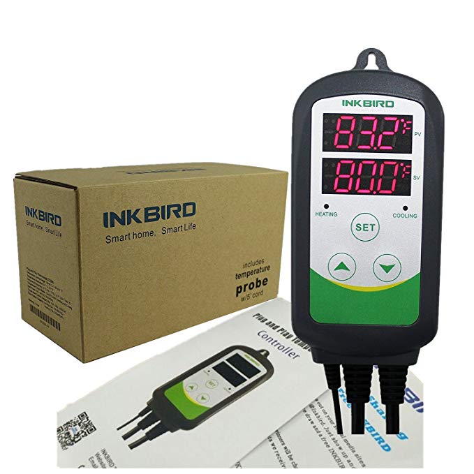 Inkbird 110V, 1000W Pre-Wired Dual Stage Digital Temperature Simple and Versatile Controller Heating ＆ Cooling for Homebrewing, Yogurt Maker, Sous Vide etc.