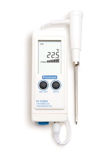 Hanna Instruments HI 93503N Waterproof Thermistor Thermometer, with Pre-Calibrated Interchangeable Probe, -50.0 to 150.0 degrees C + or - 0.4 degrees C (excluding probe error), 5.9
