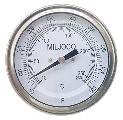 Miljoco B3099A94-2 Bimetal Thermometer, Glass Lens, 50 Degree to 500 Degree F/C, Adjustable-Angle, 2.5