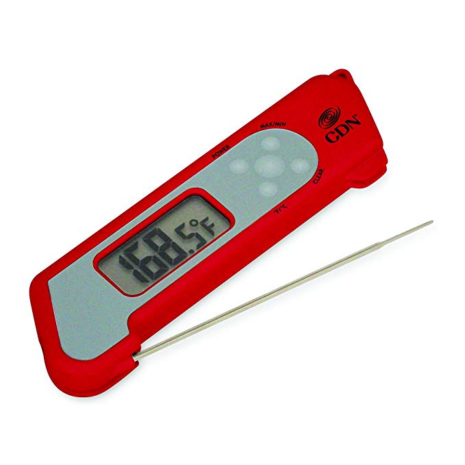 CDN TCT572-R ProAccurate Digital Instant Read Folding Thermocouple Cooking Thermometer-NSF Certified Red