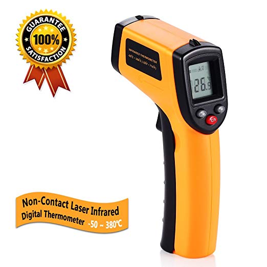 Digital Infrared Thermometer, Non-Contact Laser IR Temperature Gun Instant-read with 2 AAA Batteries(Included) Emissivity 0.95(fixed) Range -50 to 380℃(-58 to 716℉)