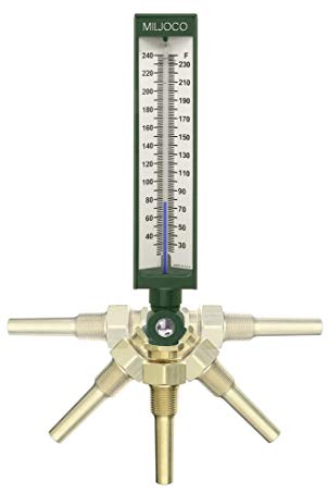 Miljoco SX93575 Industrial Thermometer, Adjustable Angle Fitting, 3-1/2