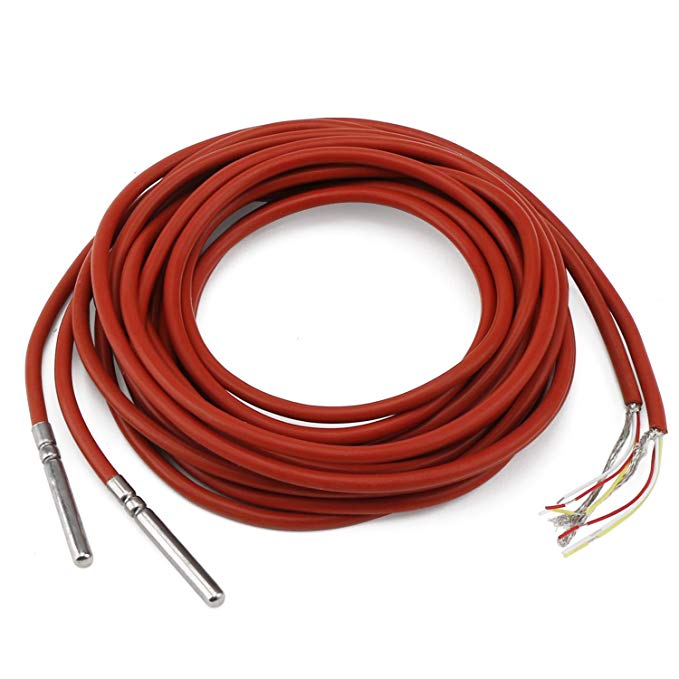 DROK 2pcs -55℃ to 125℃/-67℉ to 257℉ DS18B20 Prob Indoor/Outdoor Water Cooling/Heater High Temp Digital Temperature Sensor waterproof, 3 Meters Silicone Shielded Cable with Stainless Steel Probe
