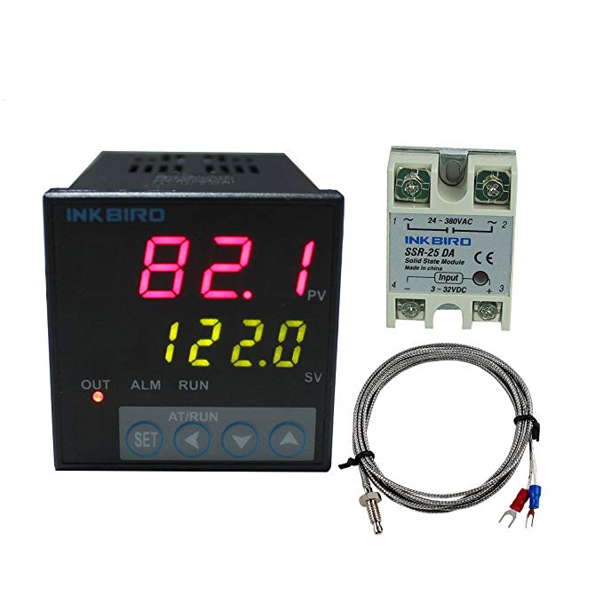 Inkbird ITC-106VH PID Temperature Thermostat Controllers, Fahrenheit & Centigrade, 100ACV - 240ACV, K Sensor, Solid State Relay for Sous Vide, Home Brewing (ITC-106VH + K + 25A SSR)